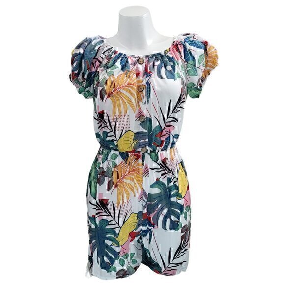 Women's Silk Romper Playsuit Shorts L/XL Multicolor - Picture 1 of 9
